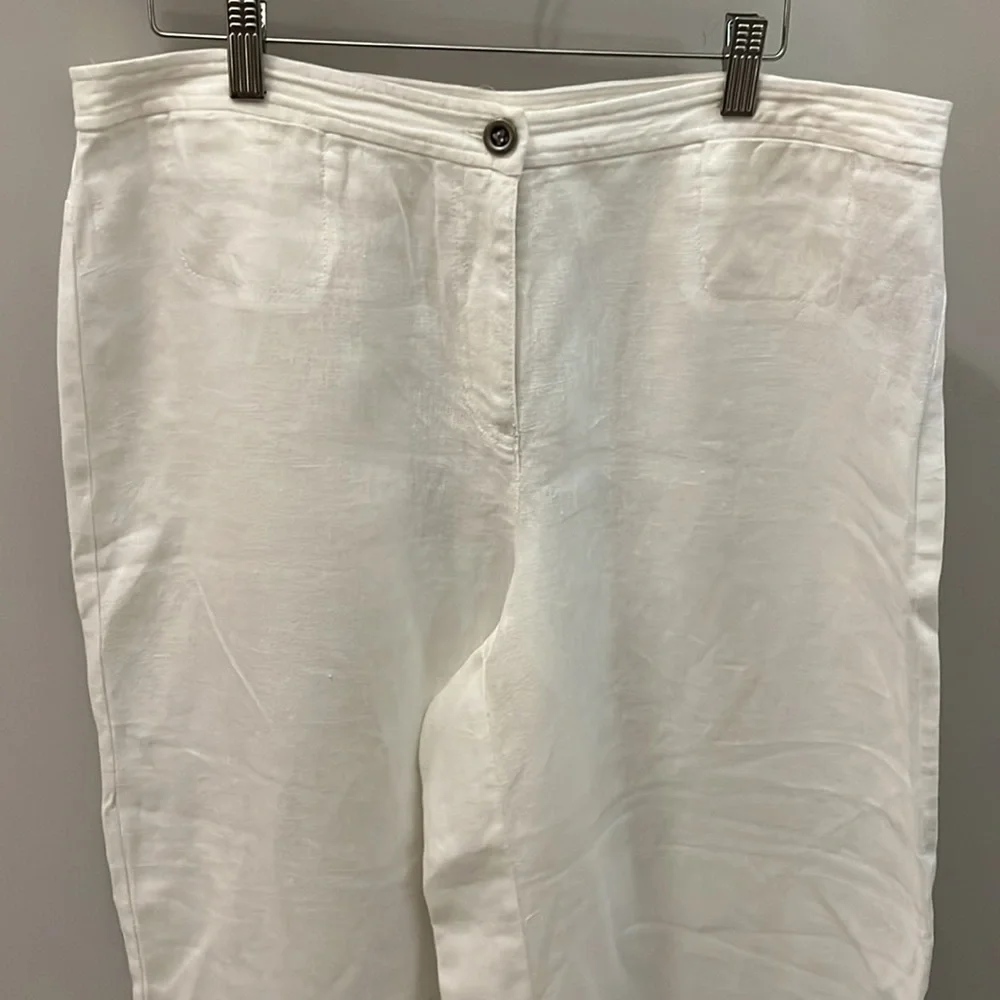 Eileen Fisher Wide Leg Pants Organic Linen Cropped White Size 12 - Picture 3 of 12